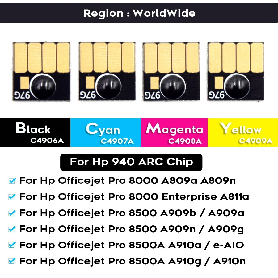 For HP940 940 ARC Reset Ink Cartridge Chip CISS For HP Officejet Pro 8000 8500 8500A Printer Plotter