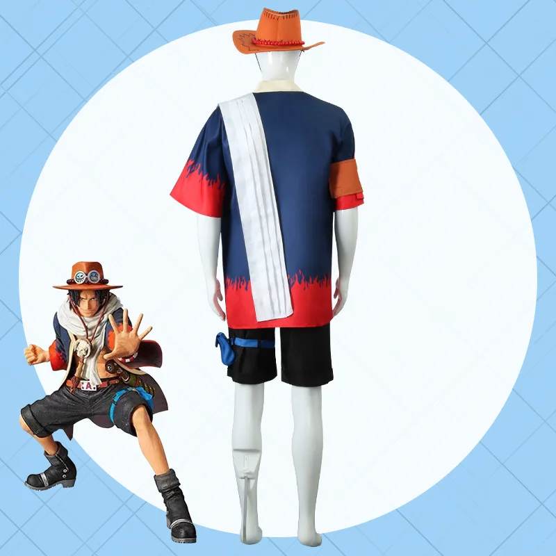 Disfraz de Cosplay de Anime Portgas DAce, Kimono, puño de fuego, Ace, abrigo, pantalones cortos, sombrero, traje para hombres y mujeres, disfraz de juego de rol de rey pirata