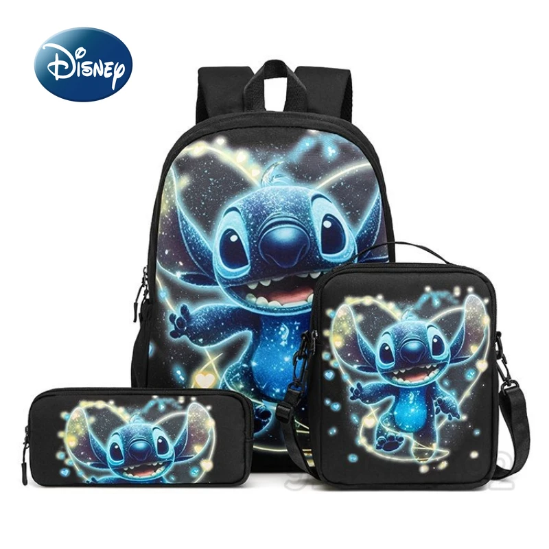 Disney Stitch New Student Backpack 3-piece Set Cartoon Primary School Student Backpack Large Capacity Multifunctional Backpack