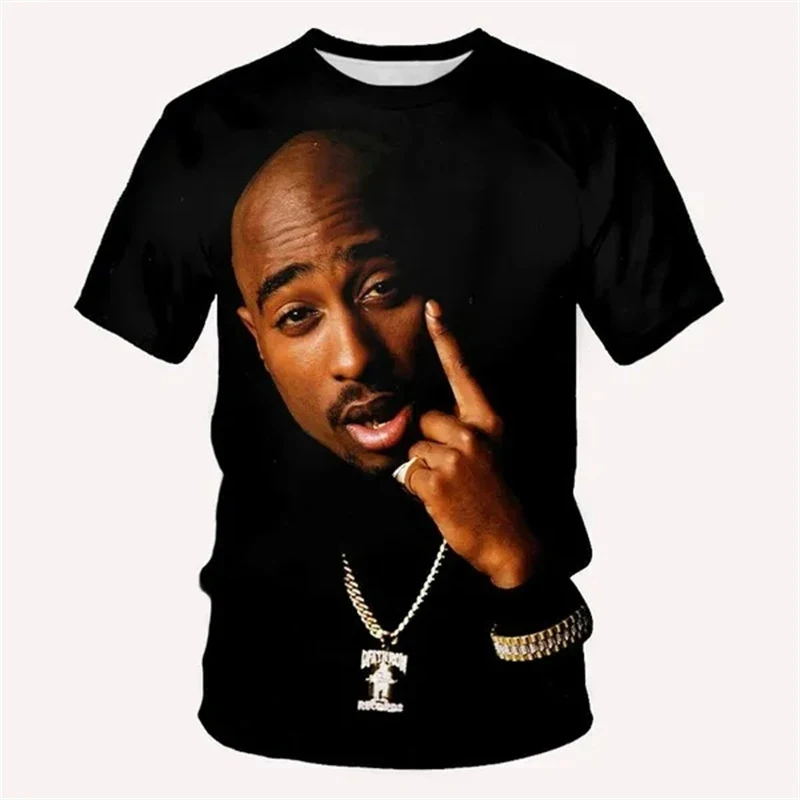 Summer Rapper Tupac 3D Print T-Shirts Streetwear Men Fashion Casual Oversized O-Neck Short Sleeved T Shirt Tees Tops Clothing