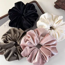 Retro Simple Velvet Large Hair Scrunchies Solid Color Headbands for Womes Girls Elegant Head Rope Rubber Bands Fashion Hair Ties
