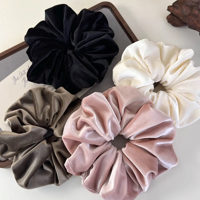Retro Simple Velvet Large Hair Scrunchies Solid Color Headbands for Womes Girls Elegant Head Rope Rubber Bands Fashion Hair Ties