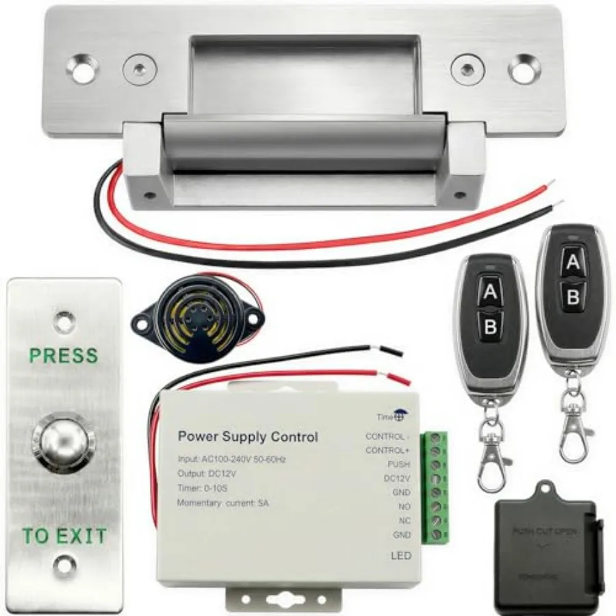 

Upgraded Kit with Wireless Remote Button and Buzzer Fail-Secure/Fail-Safe Adjustable Access Control System 12V DC NO/NC Door Bu