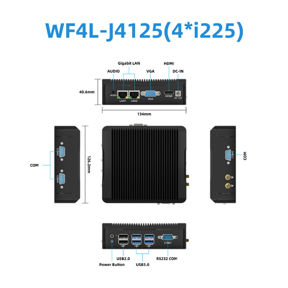 Soft Router com Intel Celeron, Firewall, J4125, Quad Core, 4GB, 64GB, Gateway, 4 LAN, I225, I226, 2.5G, Rede N5095, Mini PC Pfsense