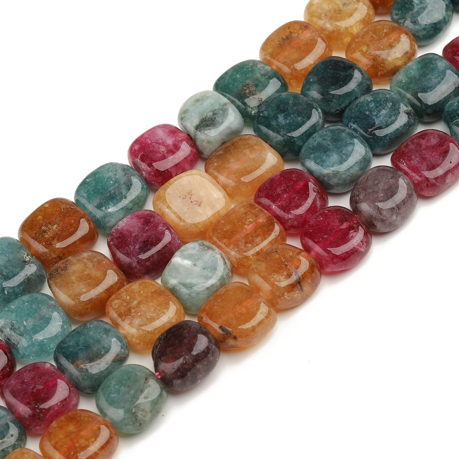 9-11mm Flat Irregular Natural Stone Tourmaline Beads Loose Beads for Jewelry Making DIY Charms Bracelets Accessories 15''
