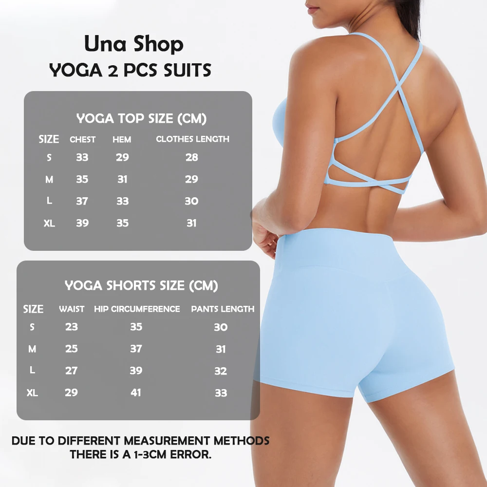 

Una-Shop 2-х шт. костюмы для йоги для женщин, бюстгальтер с перекрестной спинкой, спортивный комплект для фитнеса, колготки с эффектом пуш-ап, быстросохнущие шорты для тренировок, спортивная одежда для спортзала