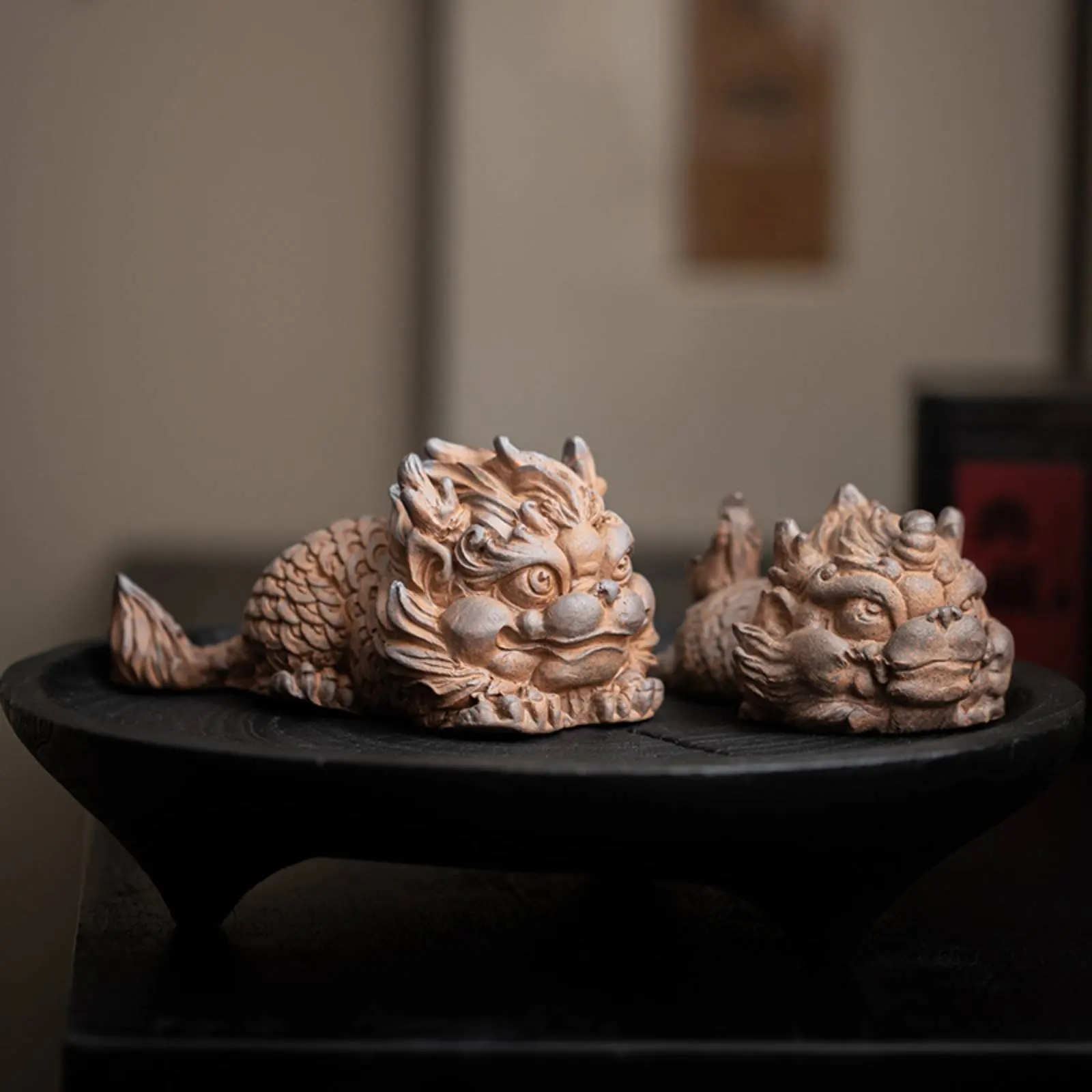 Rock Mud Tea Pet Develops Patina over Time Nurturable Tea Ceremony Decoration Chinese Mythical Creature Figurine Handmade