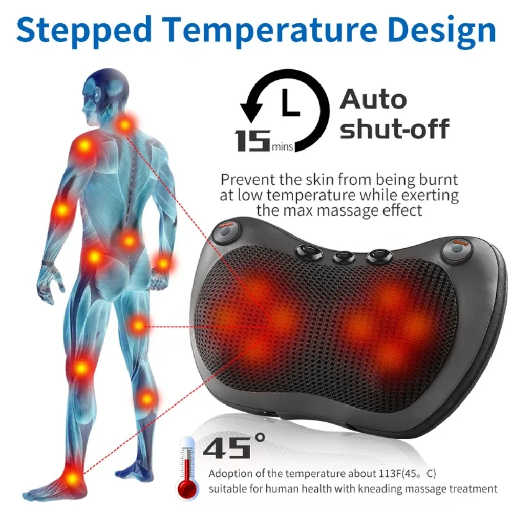 Cuscino per massaggio magnetico Cuscino per massaggio con riscaldamento elettrico intelligente Cuscino per massaggiatore multifunzione per auto e