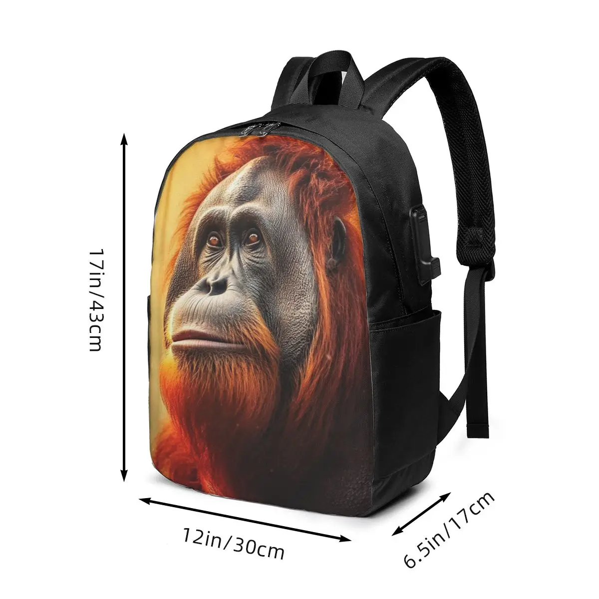 Gorilla Orangutan Face Monkey Realistic Backpack Travel Notebook Bag Computer College Student School Bag Laptop Shoulder Bags