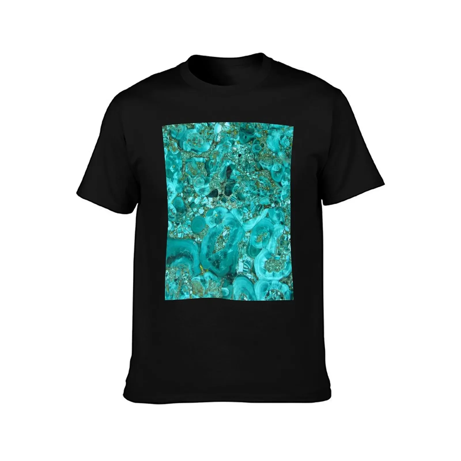 Marble Turquoise Blue Gold T-Shirt tees summer clothes anime mens plain t shirts