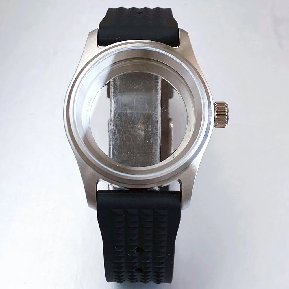 

НОВЫЙ корпус для часов Pilot, аксессуары, матовая винтовая заводная головка для механизмов NH35, NH36, ETA2824, Miyota, черный/синий/красный, резиновые детали для часов