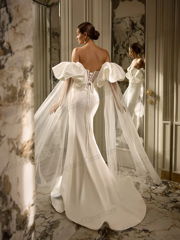 モダンなウェディングドレス サテン ブライダルガウン スイートハート バックレス ローブ フォーマルパーティー バックレス ベスティドス デ ノビア カスタムメイド 2025