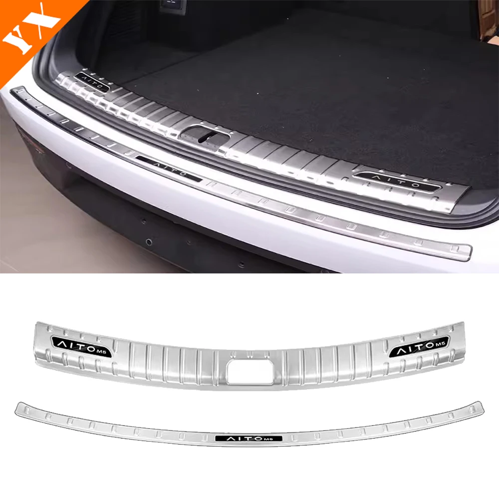 For Huawei Aito M5 2022-2023 Black Exterior Car Accessories Rear Trunk Protector Plate Anti Hit/Dust Sill Cover Stainless