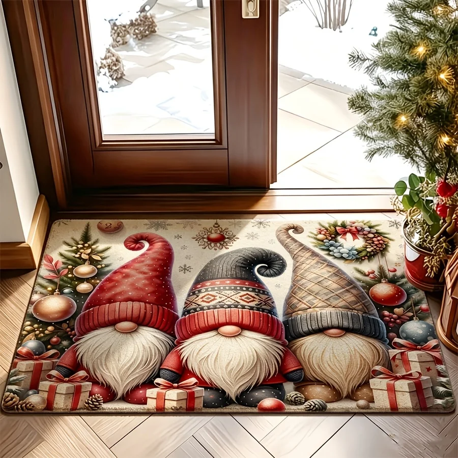 Christmas Gnome Ornament Rug front door backyard garden laundry kitchen cabin Merry Christmas household decorative floor mat