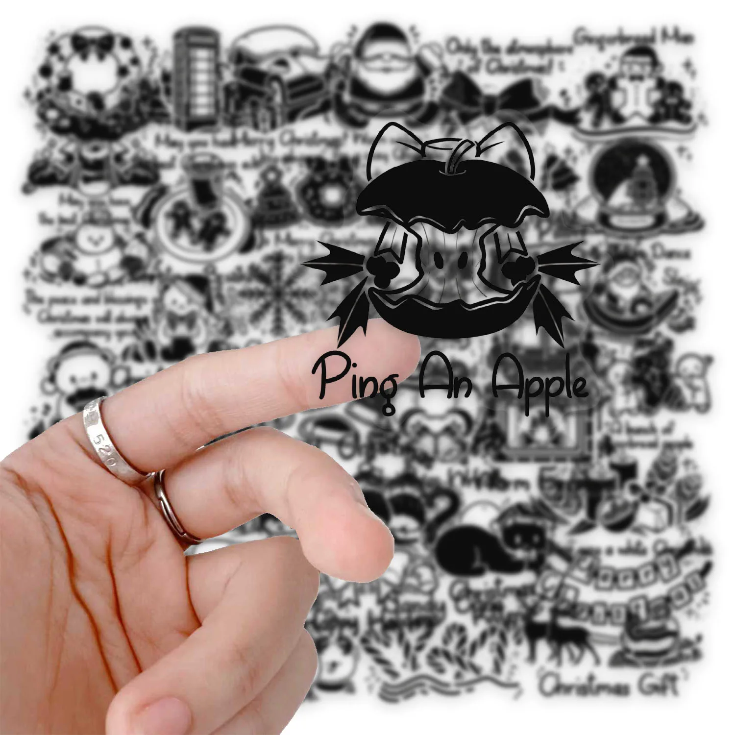 50 adesivi natalizi colorati con inchiostro, custodia per telefono fai da te, adesivo giocattolo da tavolo con tazza d'acqua isolata per laptop