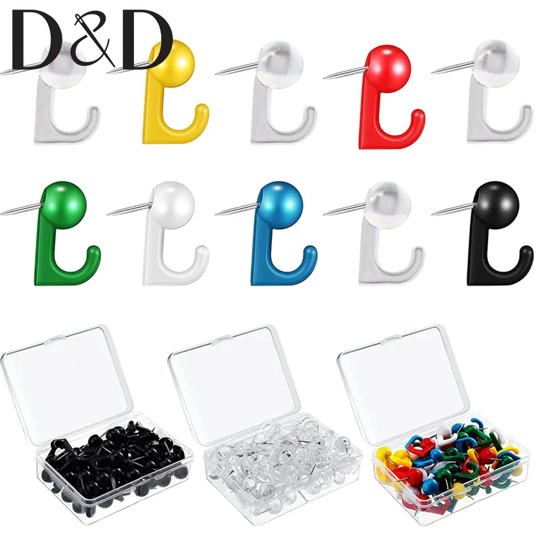 50pcs Push Pin Hooks Push Pin Hanger Thumb Tacks Colorful Marking Pins Push Pins for Documents Photos Maps Bulletin Board Cork