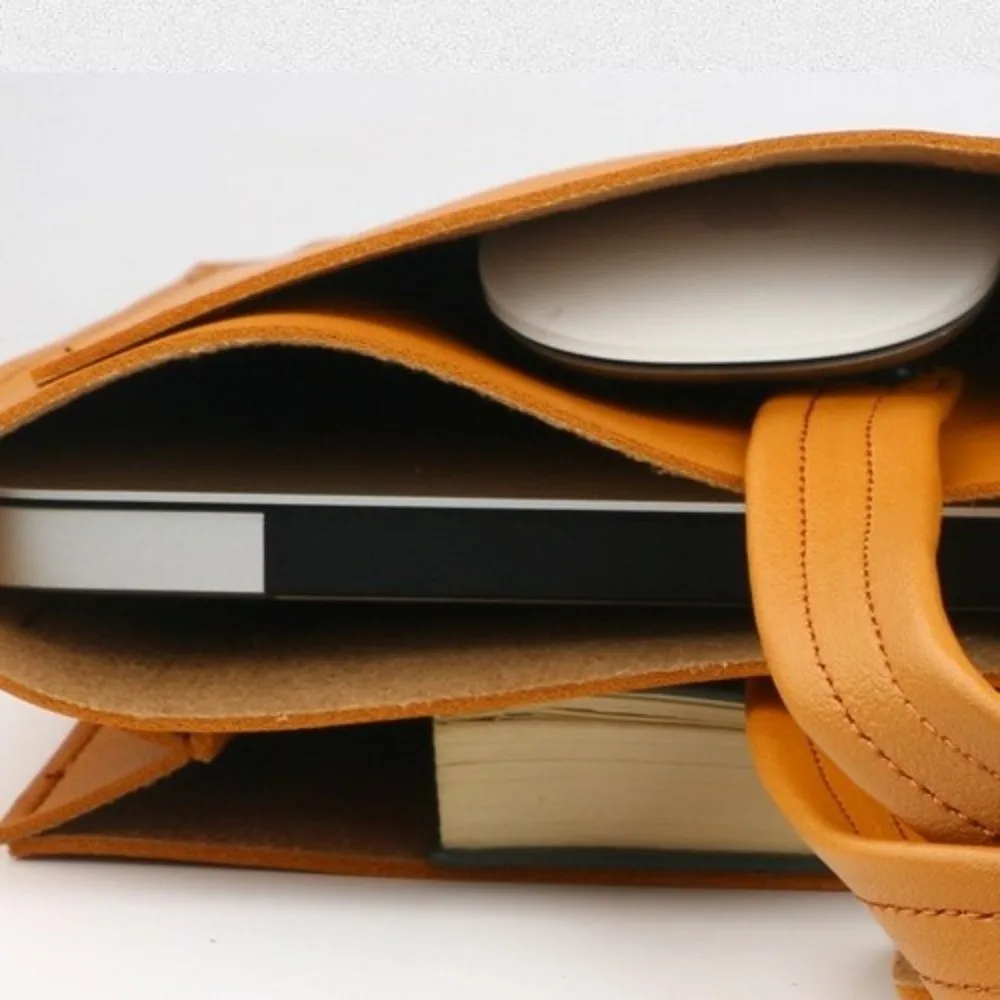 حقيبة يد ذات سعة كبيرة حقيبة كمبيوتر محمول بلون سادة حقيبة واقية من البولي يوريثان مستطيلة مع حقيبة جيب للتخزين حقيبة نسائية #4