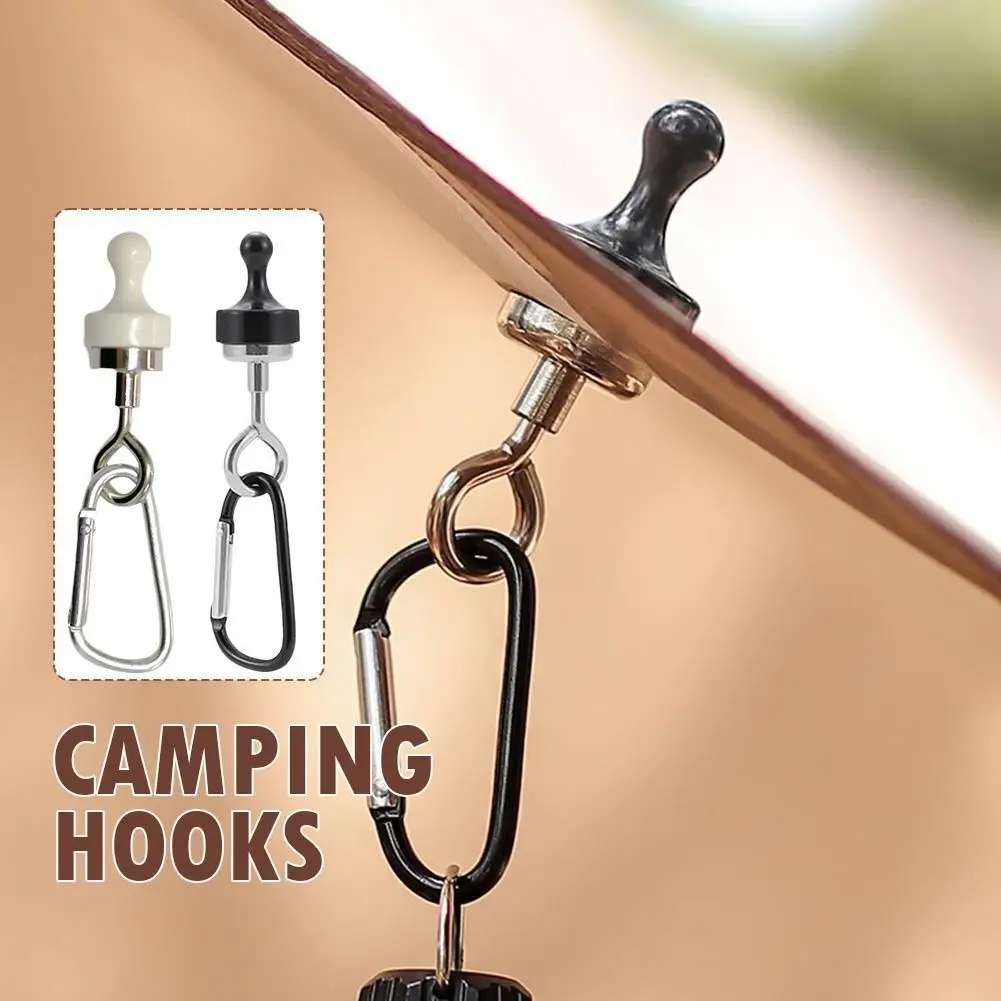 

1-6PCS Strong Magnetic Hooks Multipurpose Outdoor Tent Camping Light Hook Magnet Bearing Hanger D Type Mountaineering Buckle