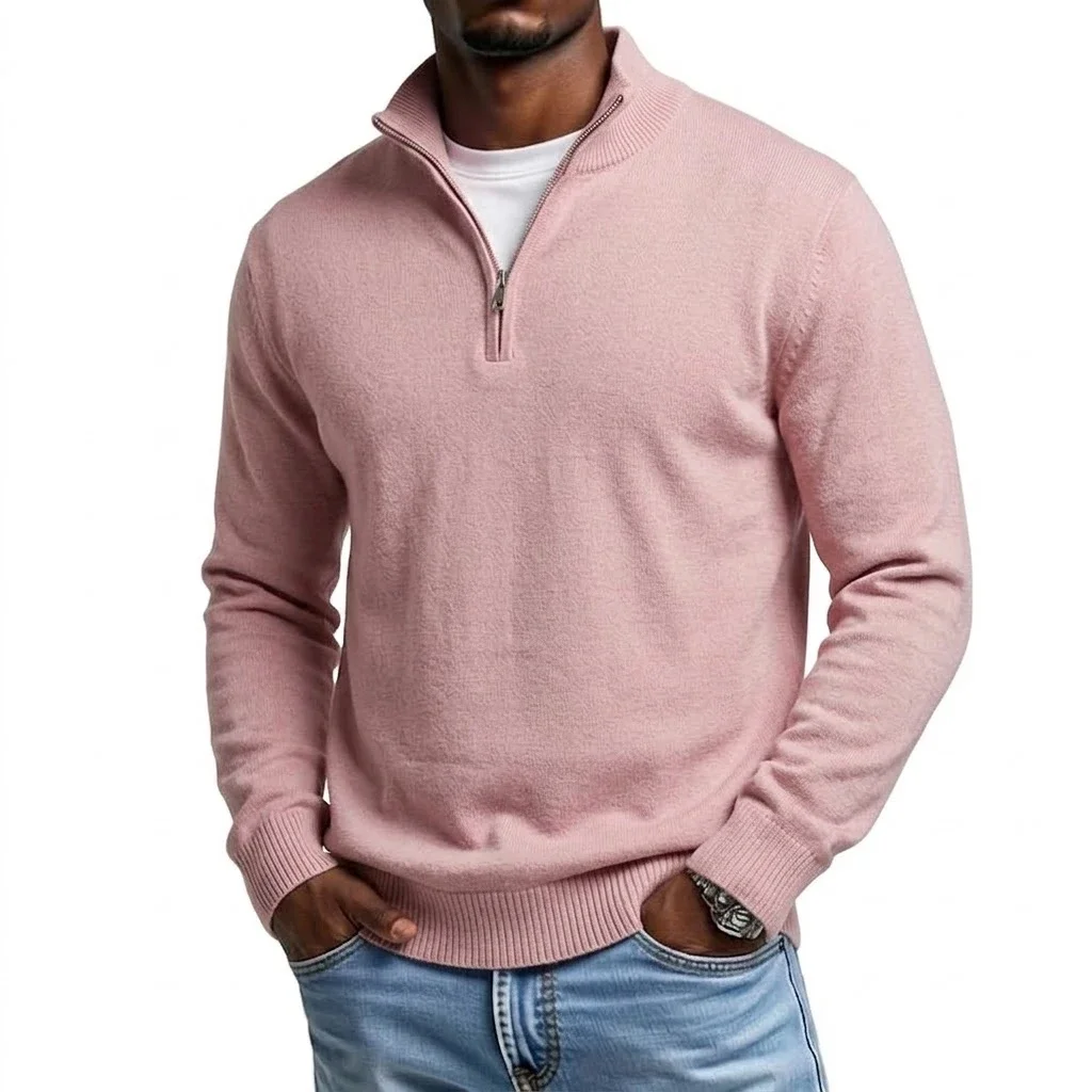 Herbst Herren Reißverschluss-Strickpullover T-Shirts Lässige Langarm Stehkragen Pullover Tops Warme Herbst-Winter-Jumper Oberteile Hemd Jacke – Detail 16