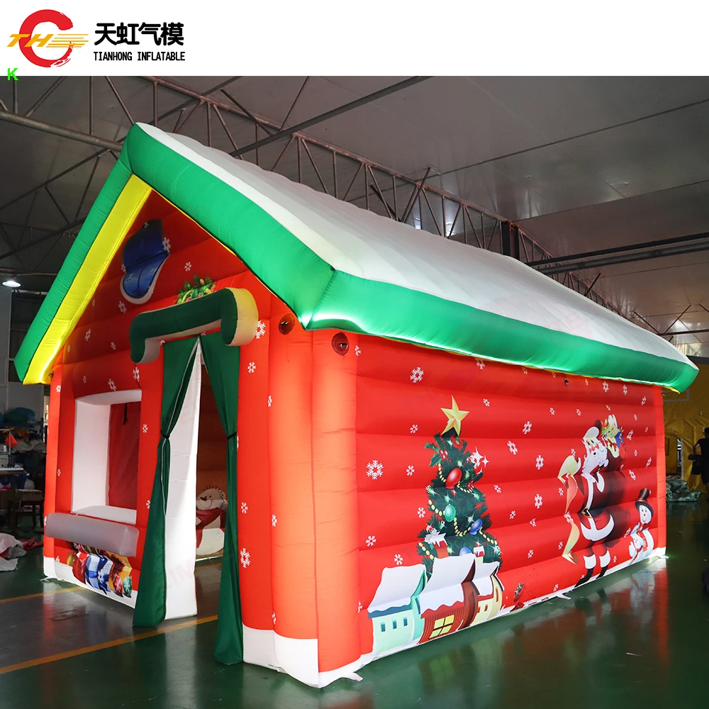 Fast Shipping 6x5x3.5mH Inflatable Christmas House with LED Lighting Inflatable Xmas Village Santa Houses Light Up Holiday