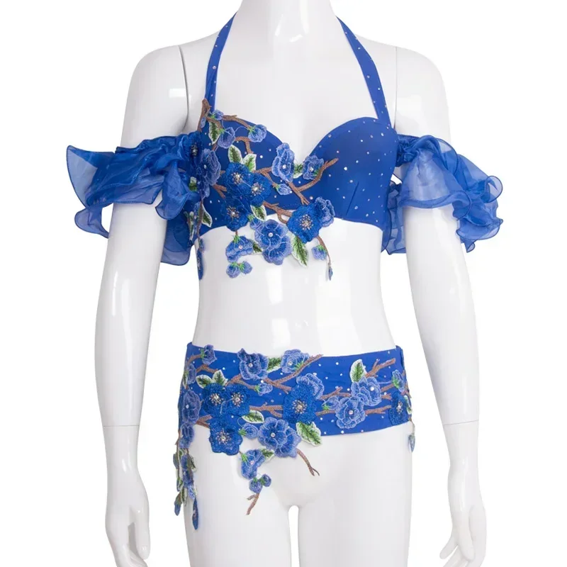 Новинка женский костюм для танца живота для взрослых юбка для восточных танцев комплект для выступлений Бюстгальтер Пояс юбка Одежда для танцев живота