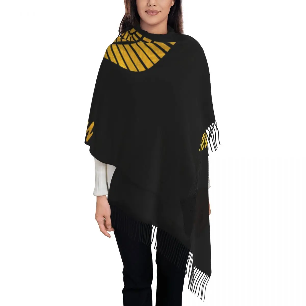 Female Large Aramean Suryoyo Flag Scarves Women Winter Fall Thick Warm Tassel Shawl Wraps Assyria Scarf