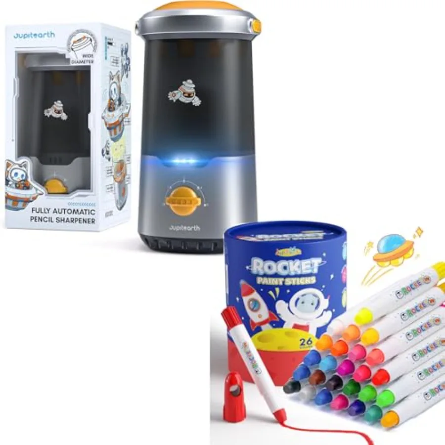 

Электрическая точилка для карандашей + 26 цветов моющихся темперных мелков-карандашей в форме ракеты, нетоксичные и быстросохнущие
