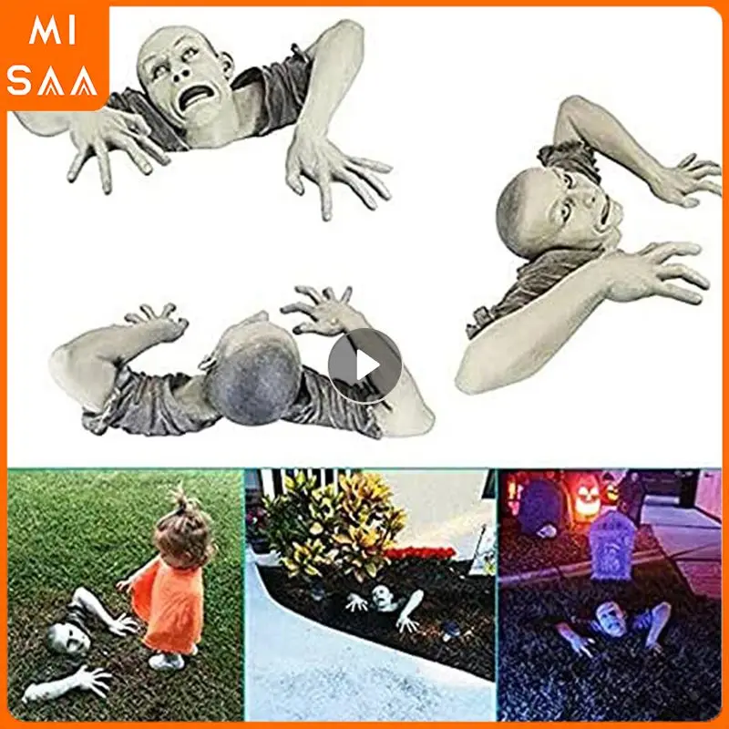 Crawling Zombie Shape Funny Statue Garden Sculpture Non-fading Anti-deform Decorating Halloween Decorative Lifelike Sculpture