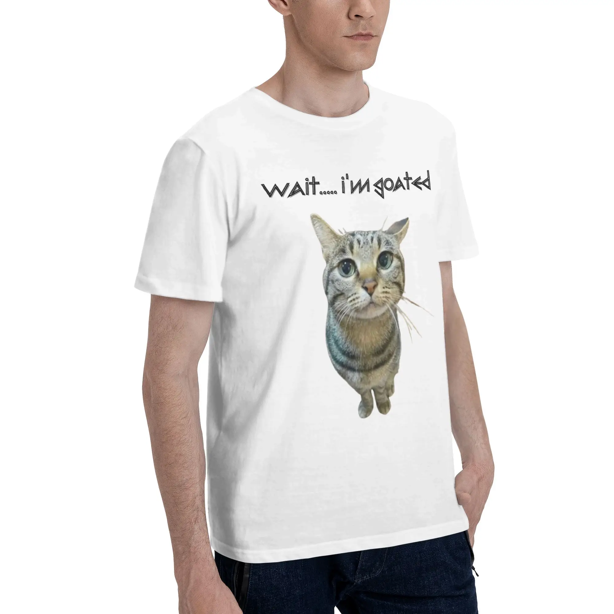 Men Women Wait I'M Goated Funny Meme T Shirt 100% Cotton Graphic T-Shirt  Clothing Outfits
