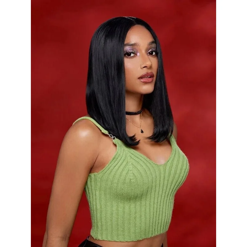 

Short Black Wigs for Women Bob Wigs Synthetic Hair Middle Part Cosplay Wig USA