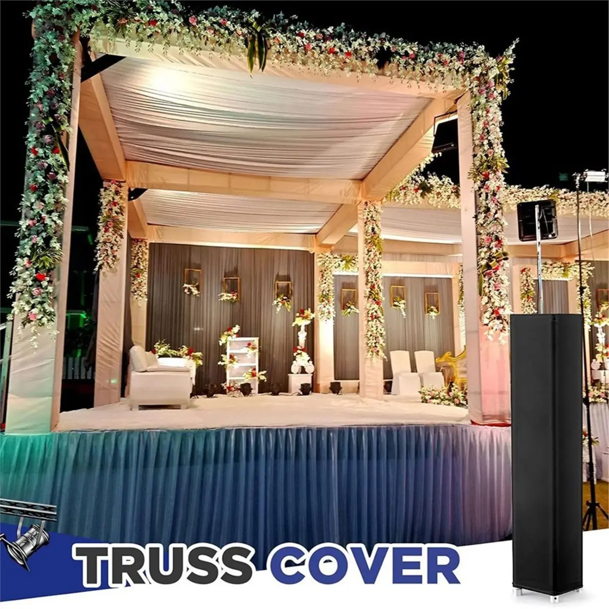 2 Pcs Truss Cover Sleeve Box Truss Scrim,6.56 Ft X 12 in Elastic Spandex Scrim Fabric for Seamless Integration Black