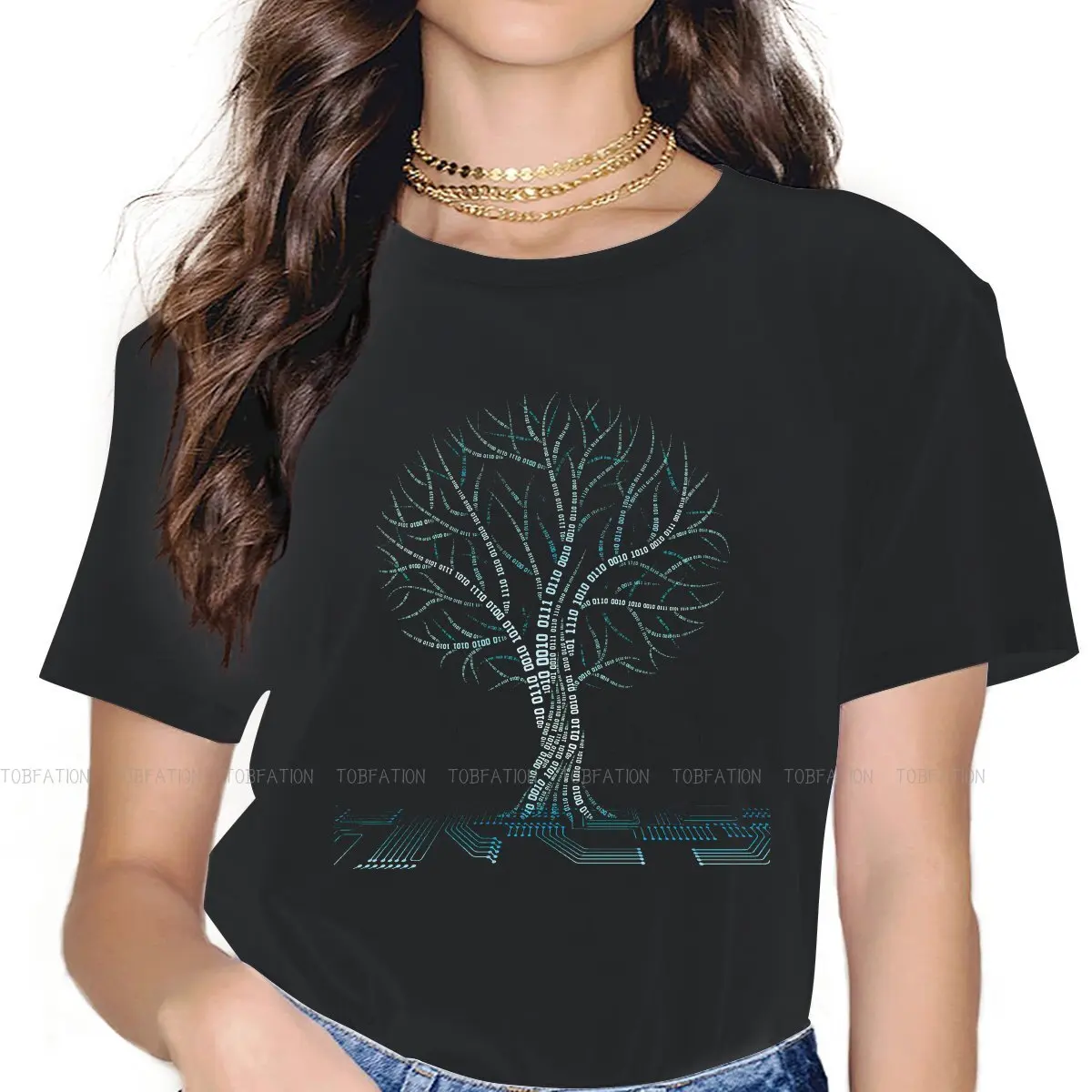 Cool Binary Tree Coding Computer Science 4XL TShirt for Girl Tree New Design Graphic  T Shirt Short Sleeve Hot Sale