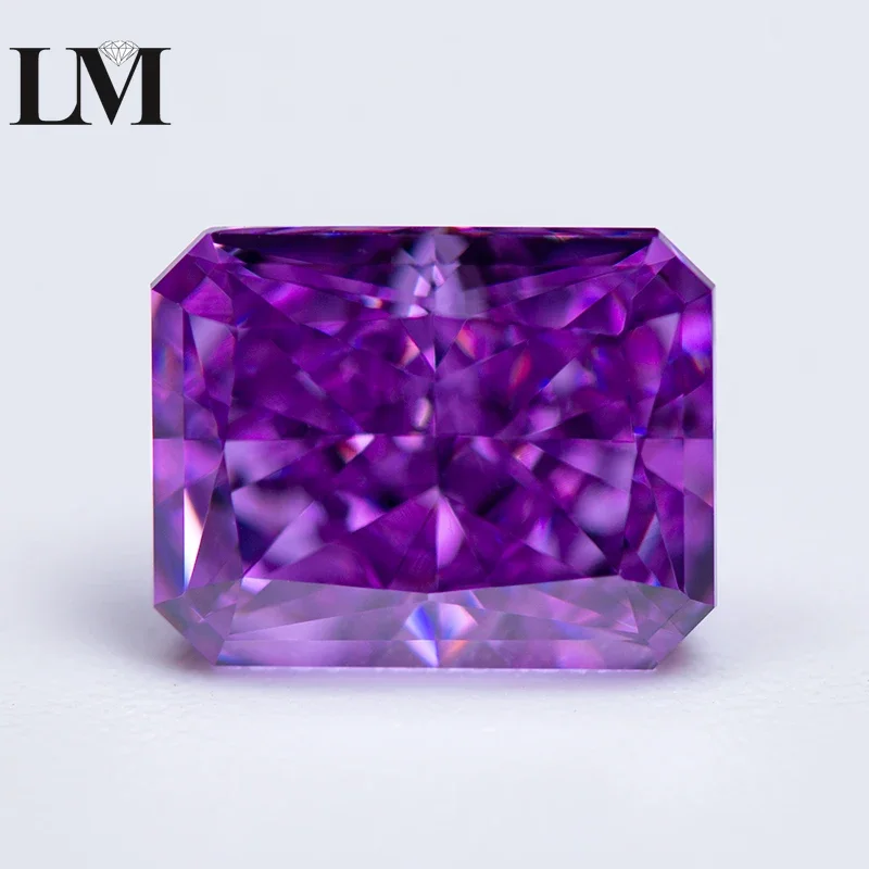 

Cubic Zirconia Stone Purple Color Radiant Shape 4k Crushed Ice Cut Lab Synthetic Zircon Gemstone Extremely Shiny Quality Jewelry