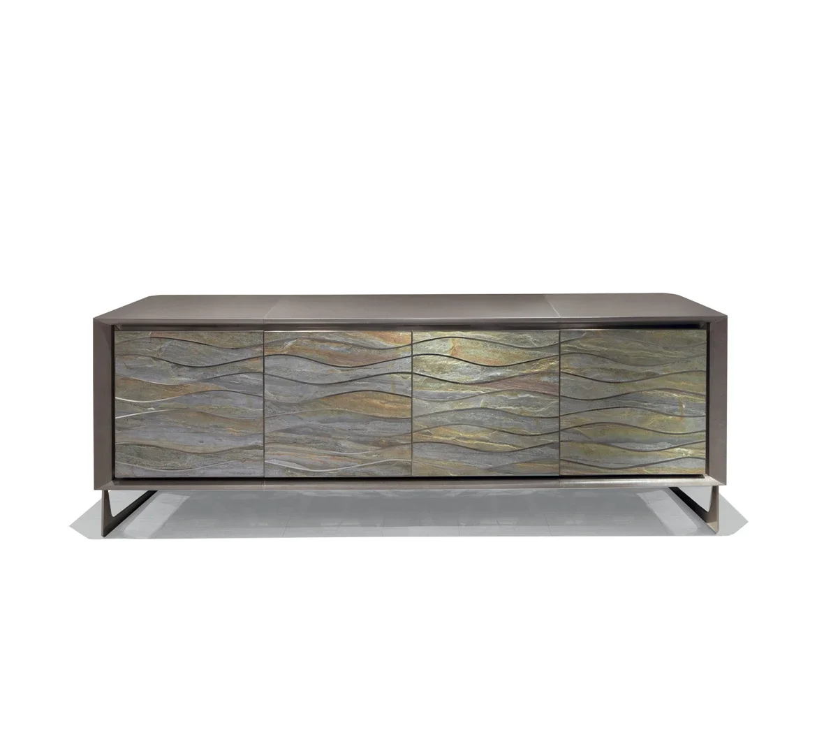 

#Italian Villa Light luxury minimalist dining room solid wood sideboard modern style customized side cabinet##