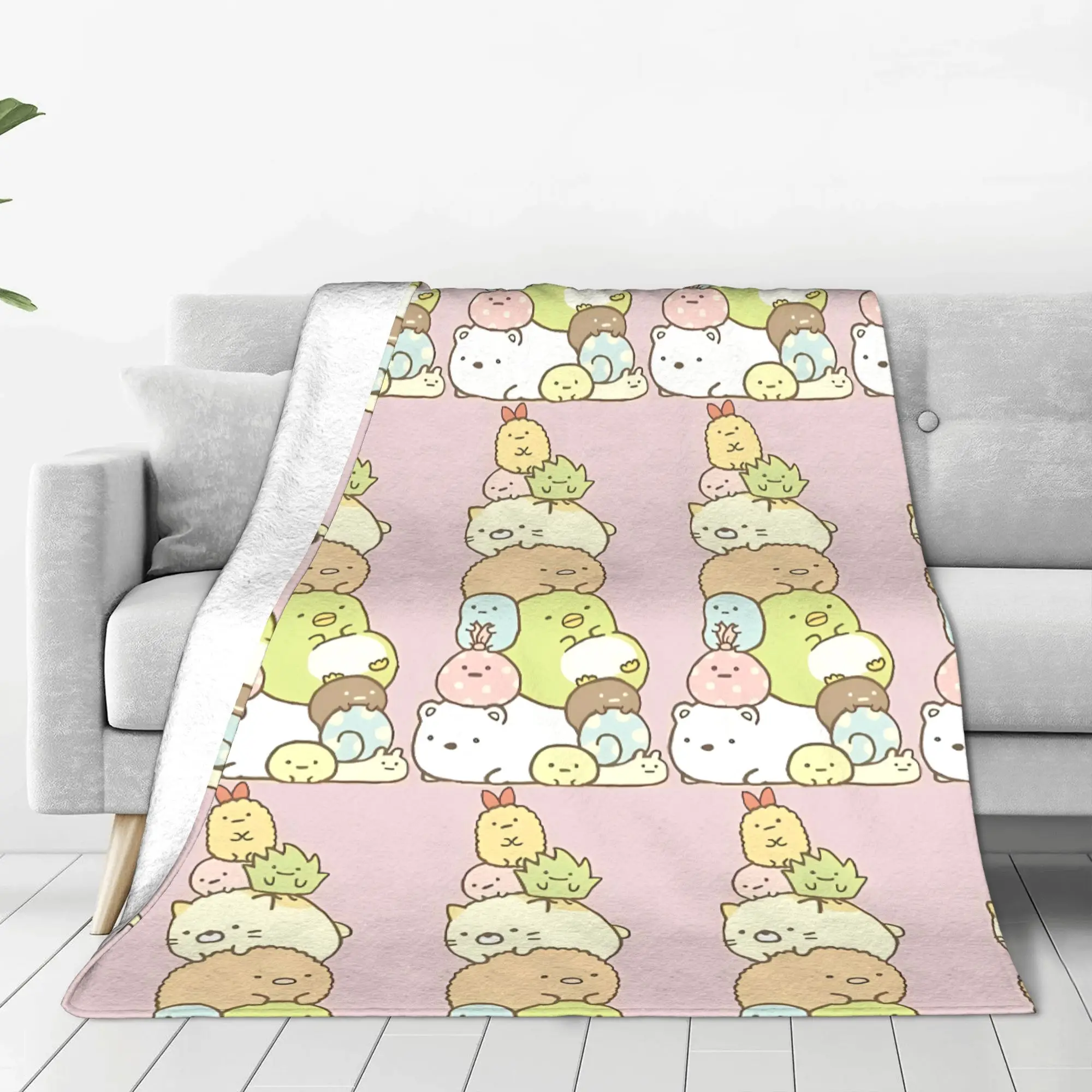1PC Home Cute Room Decor Happy Blanket Throw Blanket Sumikko Gurashi Novelty Warm Blanket All Season