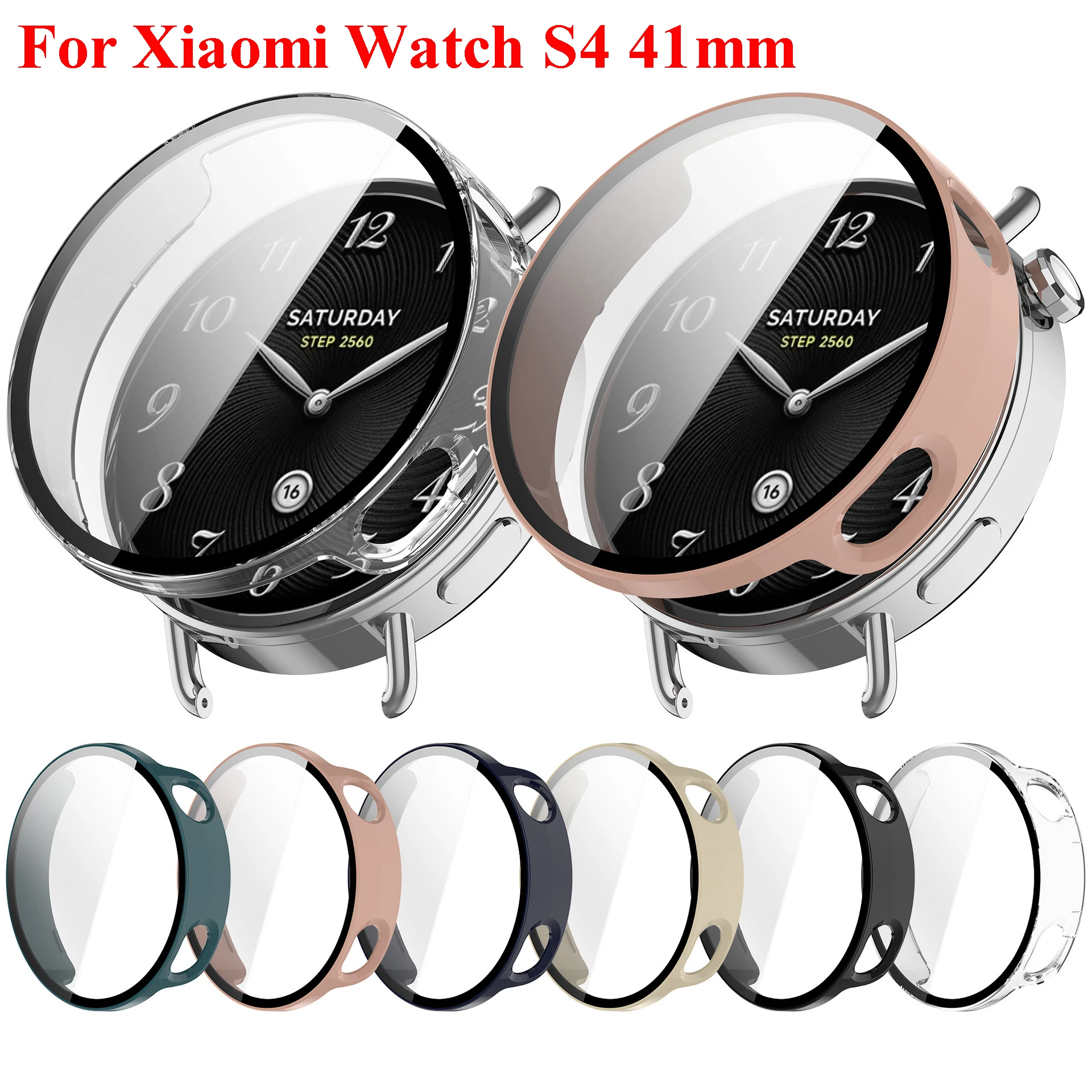 PC+Tempered Glass Shell for Xiaomi Watch S4 41mm Smartwatch Case Full Coverage Hard Screen Protector For Mi watch S4 41mm Cover