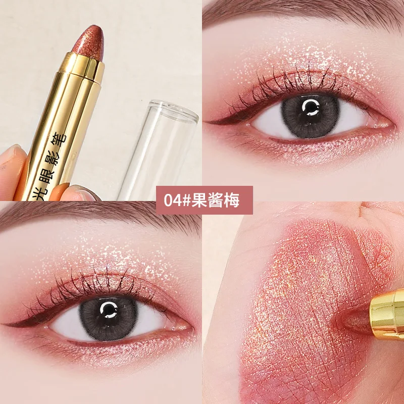 Double-Sided Eyeshadow Stick, Pearlescent Matte Cosmetics, Highlighter e caneta iluminadora, Pearly Glitter, acabamento fosco