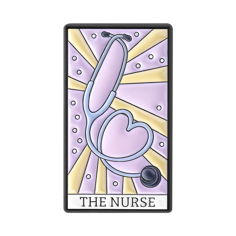 

The Nurse Stethoscope Tarot Card Brooch Enamel Pin Creative Medical Brooches for Doctors Nurses Backpack Lapel Badge Jewelry Pin