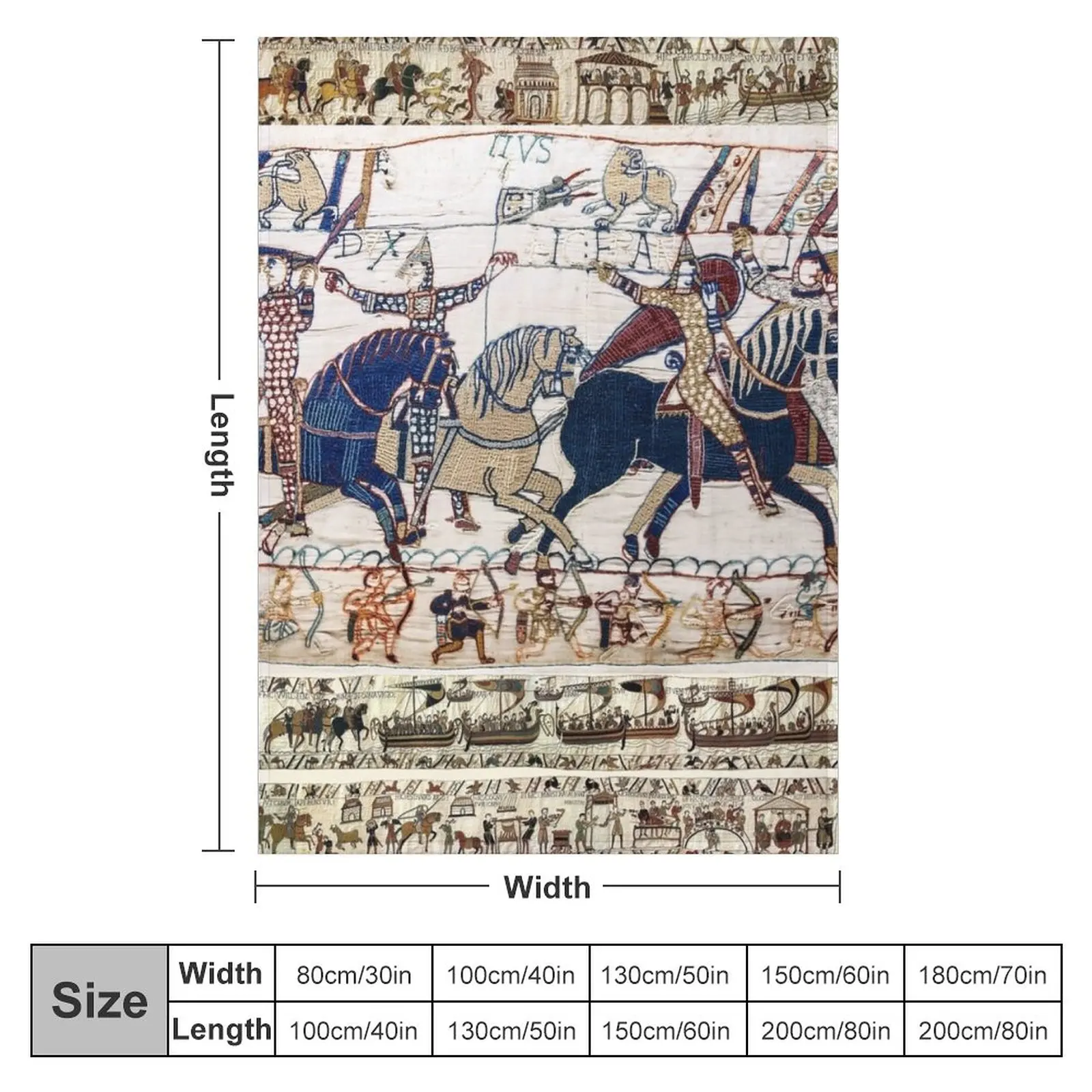 THE BAYEUX TAPESTRY ,BATTLE OF HASTINGS ,NORMAN KNIGHTS HORSEBACK Throw Blanket Travel Blanket Large Blanket