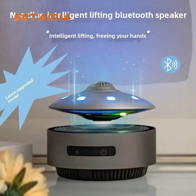SOTAMIA 1PCS Automatic Lifting Magnetic Levitation Bluetooth Speaker Aluminum Alloy Anti Flying Saucer Home Desktop Speaker