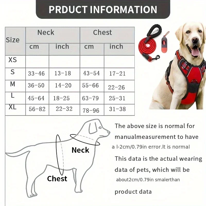 3 pz/set imbracatura per cani Anti-fuga con guinzaglio per cani e Dispenser per sacchetti di cacca-perfetta per cani che camminano, regolabili