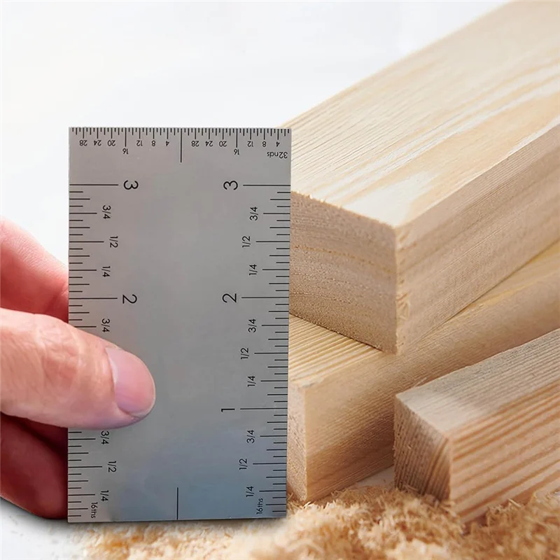 T21C 3In Pocket Rule-Versatile & Matte Woodworking Rulers W/Graduations On All Four Edges For Easy Readability - Marking Tool