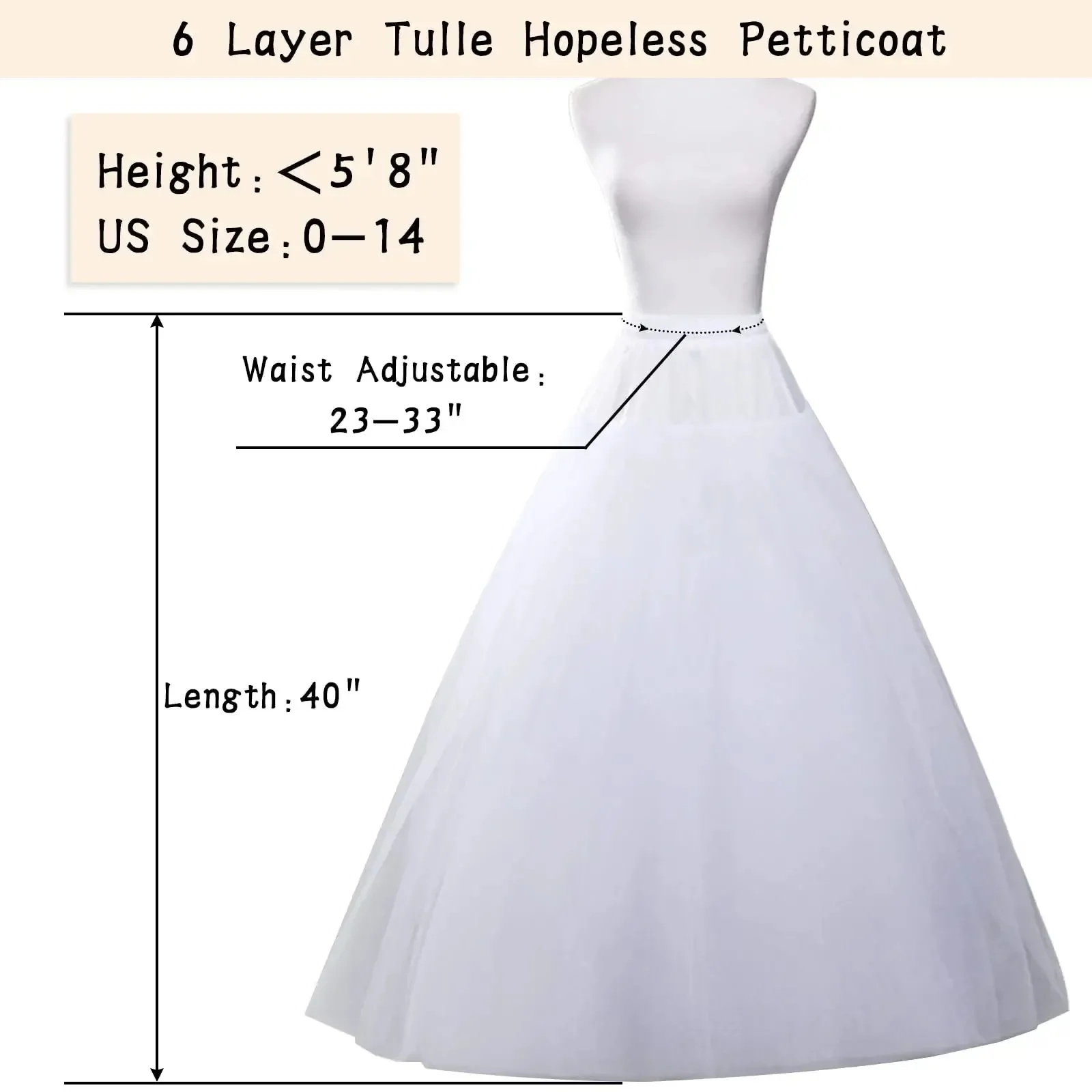 Petticoat Crinoline Underskirt Skirt 6 Layers Floor Length Ball Gown Petticoat Underskirt Slip for Wedding Dress 2025