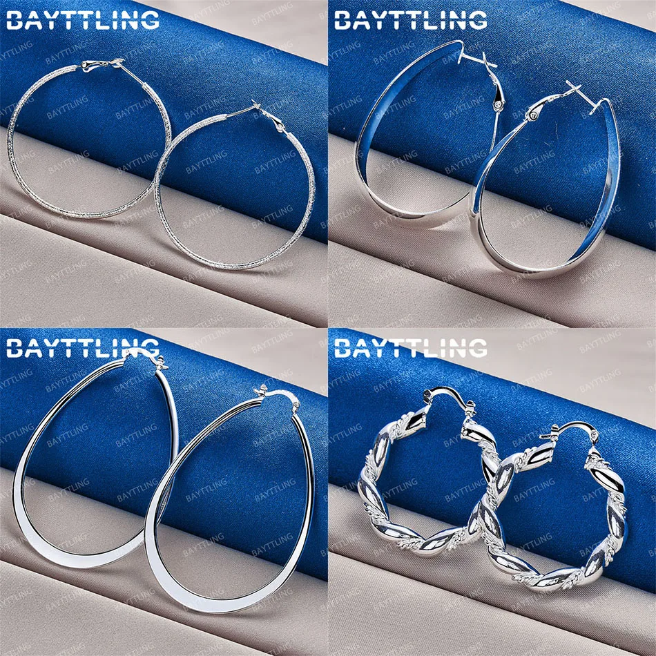

Luxury S925 Sterling Silver Twisted Round Earrings Women Jewelry Accessories Wedding Gift Fashion