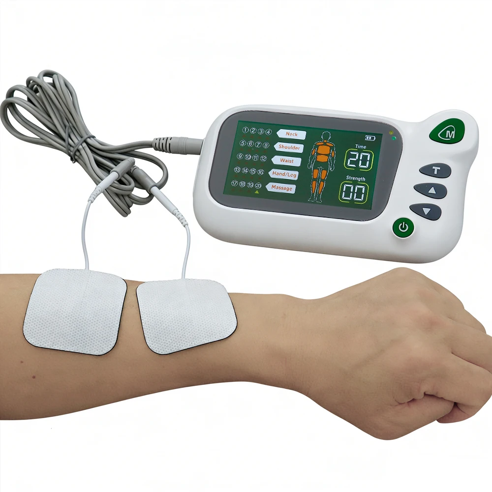 Estimulador muscular eléctrico Compex de 20 modos, máquina masajeadora de cuerpo completo con pulso de fisioterapia TENS con almohadillas de electrodos