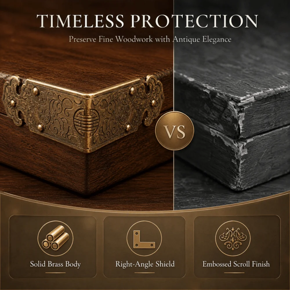 70pcs 5cm Size Box Corner Protectors Antique Copper Finish Embossed Cloud Pattern Antique Corner Protectors