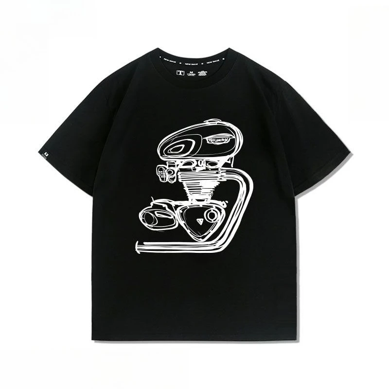 جديد عصري محرك دراجة نارية تعديل T120 ريترو تي شيرت مطبوع لعشاق السيارات ، قميص رجالي فضفاض بأكمام قصيرة #3