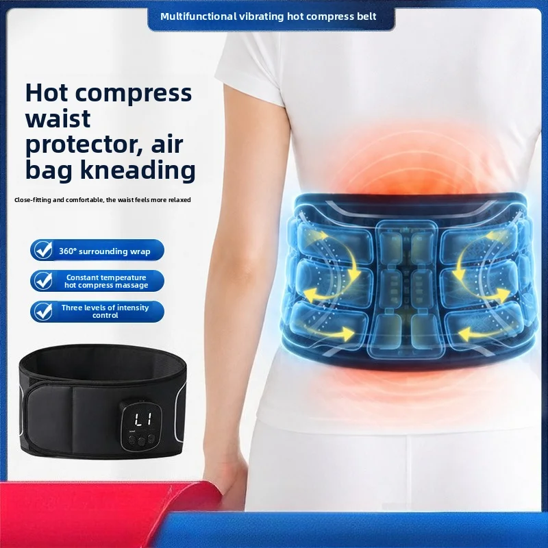 Air Wave Waist Massage Belt Vibration Airbag Heating Multifunctional Waist Abdomen Massager Relieve Muscle Soreness