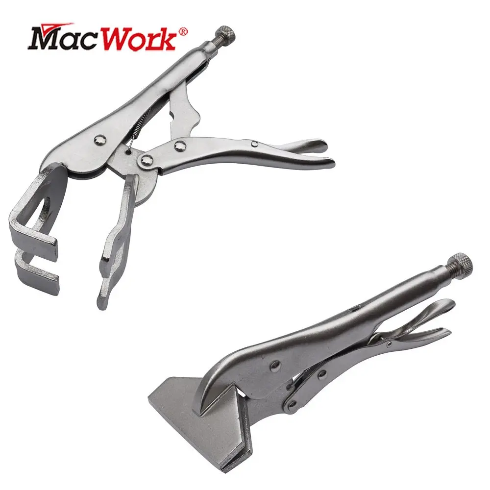 MacWork 2Pcs Welding and Sheet Metal Clamp Set 9 inch U Shaped Jaw Pliers and 8 inch Locking Sheet Metal Pliers