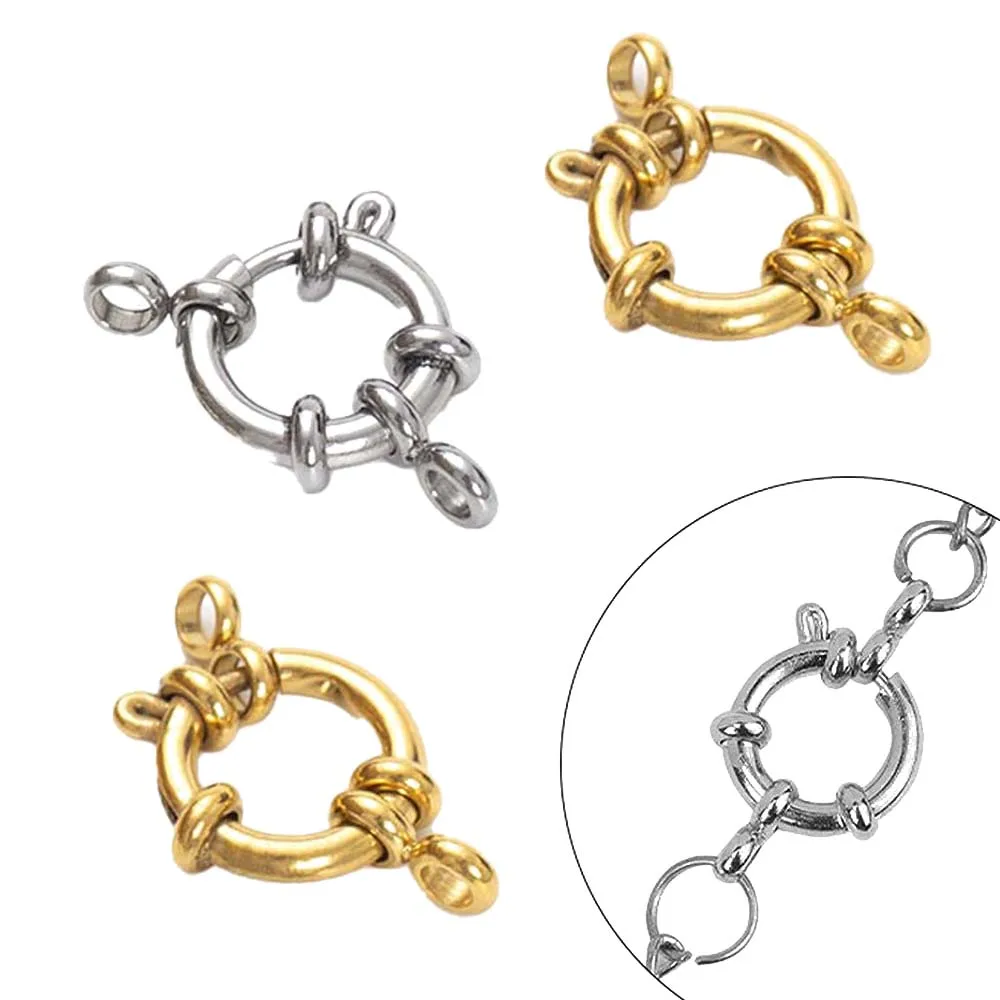 4pcs Stainless Steel Gold Round Spring Ring Clasp Necklace Link Connector for DIY Bracelet Jewelry Making Supplies Accessories